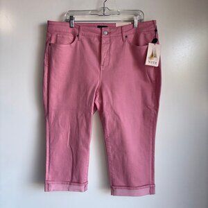 NWT NYDJ Marilyn Straight Crop Cuffed Jeans Size 16 Pink Cool Embrace